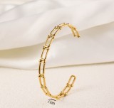 Stainless steel concave convex patterned open bracelet
