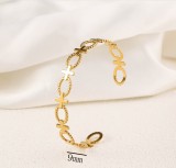 Stainless steel concave convex patterned open bracelet