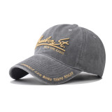 Cotton washed old big letter embroidered baseball cap, outdoor three-dimensional English duckbill cap hat
