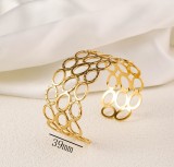 Stainless steel concave convex patterned open bracelet