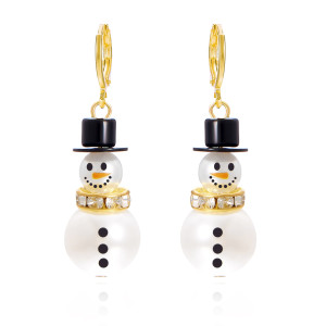 Christmas Snowman Snowflake Pendant Earrings