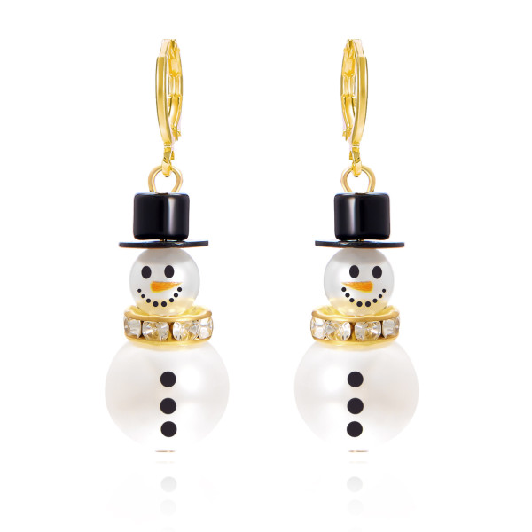 Christmas Snowman Snowflake Pendant Earrings