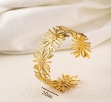 Stainless steel concave convex patterned open bracelet