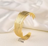 Stainless steel concave convex patterned open bracelet
