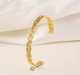 Stainless steel concave convex patterned open bracelet