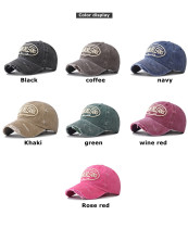 Cotton washed old big letter embroidered baseball cap, outdoor three-dimensional English duckbill cap hat
