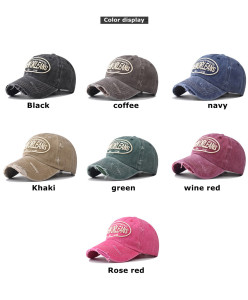 Cotton washed old big letter embroidered baseball cap, outdoor three-dimensional English duckbill cap hat