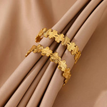 Stainless steel concave convex patterned open bracelet