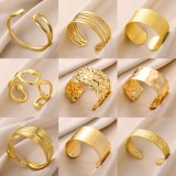 Stainless steel concave convex patterned open bracelet