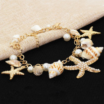 Bohemian Beach Shell Bracelet, Seaside Travel, Handmade Weaving, Adjustable Conch Bracelet