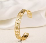 Stainless steel concave convex patterned open bracelet