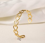 Stainless steel concave convex patterned open bracelet