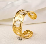 Stainless steel concave convex patterned open bracelet