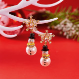 Christmas Snowman Snowflake Pendant Earrings