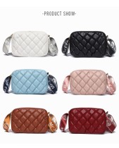 Quilted embroidered grid trendy small square bag crossbody bag