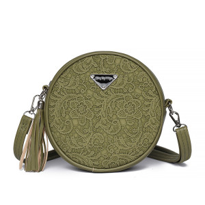 Jacquard small round bag, retro lace tassel bag, diagonal cross bag