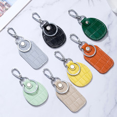 Genuine leather keychain mini rectangular droplet shaped protective cover, access card cover, guitar paddle cover