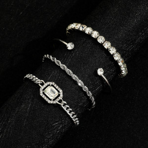 Exaggerated punk bracelet Fried Dough Twists bracelet gem bracelet set 4