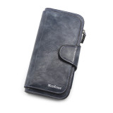 Personalized and fashionable long wallet wallet, simple wax leather, solid color change bag, hand-held bag