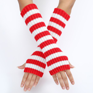 COSPLAY Christmas Long Arm Cover Open Finger Gloves Decorative Gloves