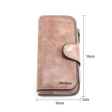 Personalized and fashionable long wallet wallet, simple wax leather, solid color change bag, hand-held bag