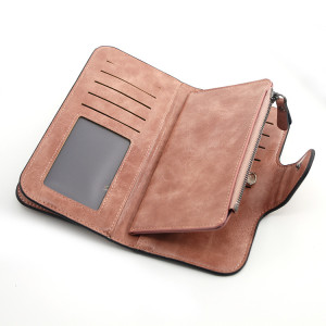 Personalized and fashionable long wallet wallet, simple wax leather, solid color change bag, hand-held bag