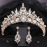 Alloy Crystal Crown Wedding Ball Party Bridal Crown Earrings