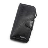 Personalized and fashionable long wallet wallet, simple wax leather, solid color change bag, hand-held bag