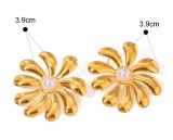 Stainless steel flower earrings ring