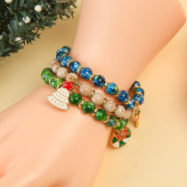 Christmas Pendant Bracelet Three Piece Set Santa Claus Christmas Tree Snowflake Plated Bead Bracelet