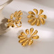 Stainless steel flower earrings ring