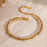 Stainless steel full diamond bracelet with multiple layers of jewelry
