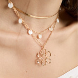 Stainless steel flower necklace earrings