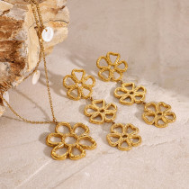Stainless steel flower necklace earrings