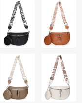 Leather soft diagonal cross bag, fashionable and simple casual saddle bag
