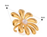 Stainless steel flower earrings ring