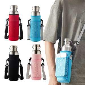 Insulated portable cup cover, crossbody, outdoor sports water bottle bag, thickened diving material water bottle cover