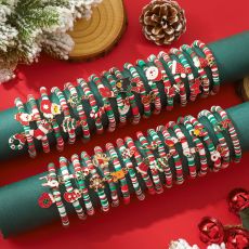 Christmas Soft Ceramic Bead Bracelet, Santa Claus Gift Bracelet, Festival Color Clash Bracelet