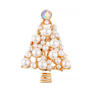 Pearl Christmas Tree Brooch