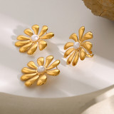 Stainless steel flower earrings ring