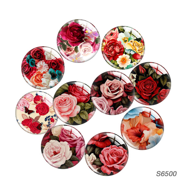 20MM Colorful patterns glass snap button charms
