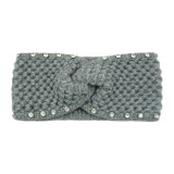 Knitted diamond cross headband, warm ear protection headband, yarn tied headband, yoga headband, face wash headband