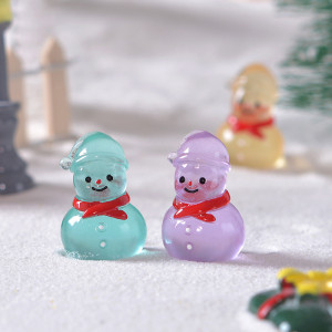 Christmas Cute Night Light Snowman Micro Landscape Snow Scene Small Ornament Luminous Snowman Desktop Decoration Accessories