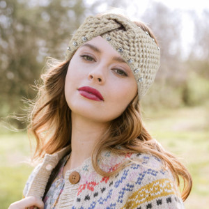 Knitted diamond cross headband, warm ear protection headband, yarn tied headband, yoga headband, face wash headband