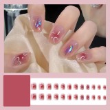 Handmade wearable nail art with silver glitter butterfly nail patches and wearable nail patches (including glue)