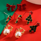 Christmas Earrings Fashion Elk Christmas Tree Diamond Earrings 3D Cartoon Festival Earrings