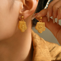 Stainless steel sunflower flower earrings