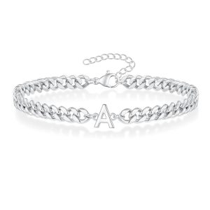 Stainless Steel 26 English Initial Cuban Bracelet