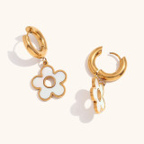 Stainless Steel Shell Love Flower Earrings