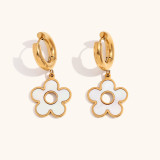 Stainless Steel Shell Love Flower Earrings